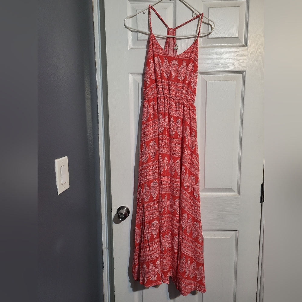 Charlotte Russe Red and White Patterned Maxi Dress